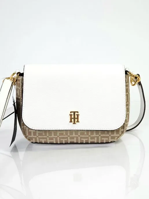 Bolso Tommy Hilfiger para dama color beige y blanco