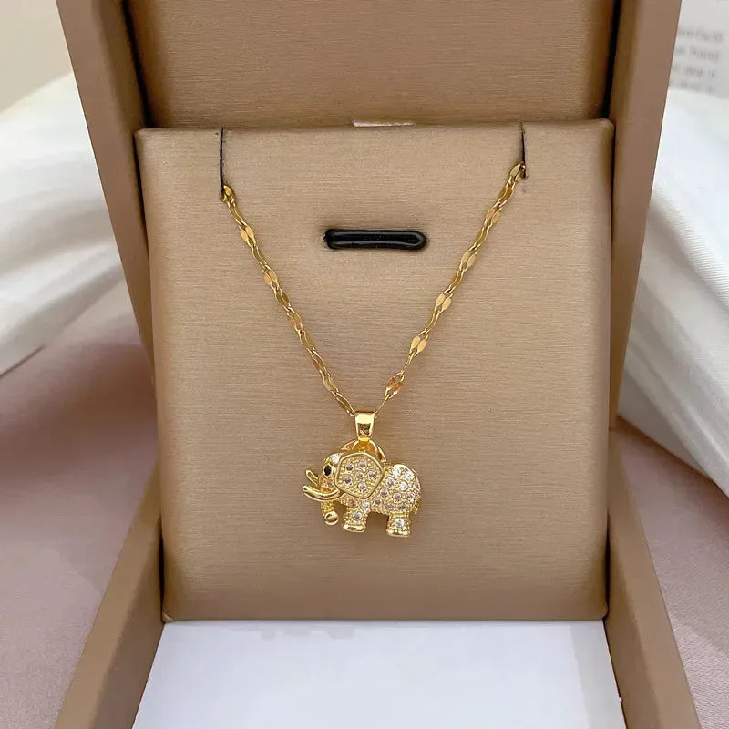 Collar de acero inoxidable chapado en oro