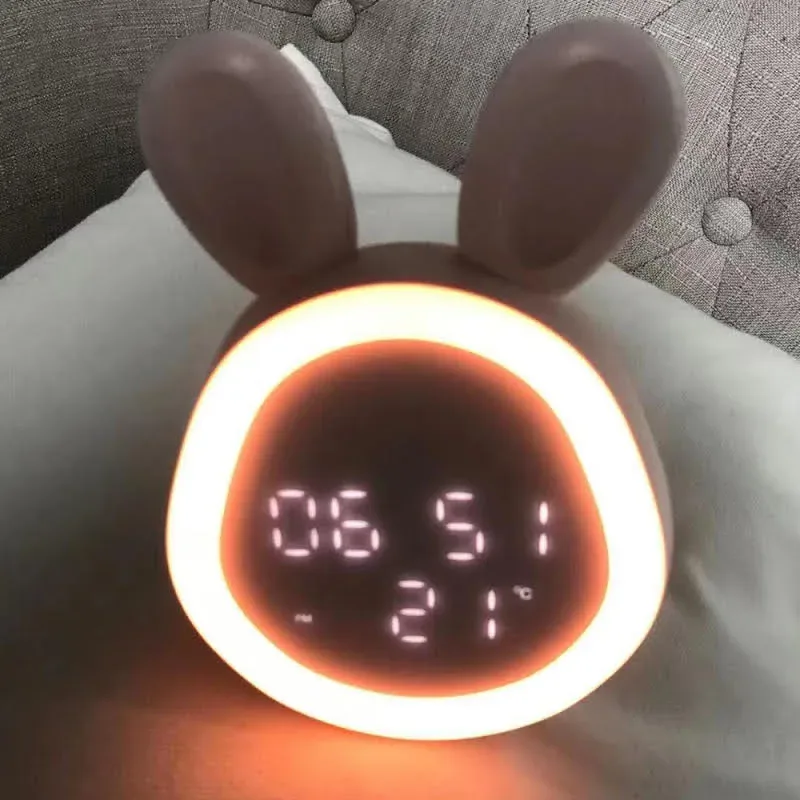 Reloj despertador con luz en forma de conejo con sensor en orejas