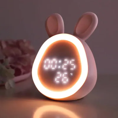 Reloj despertador con luz en forma de conejo con sensor en orejas