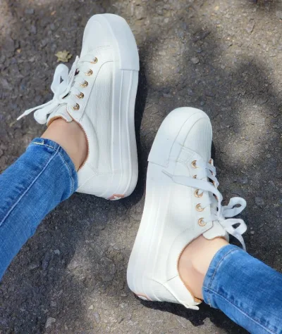 Tenis  Coral para dama color  blanco Kelsy White Tex