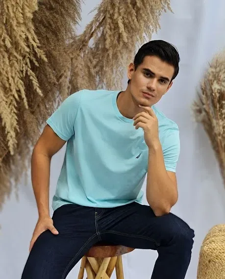 Camiseta Naútica para caballero color celeste