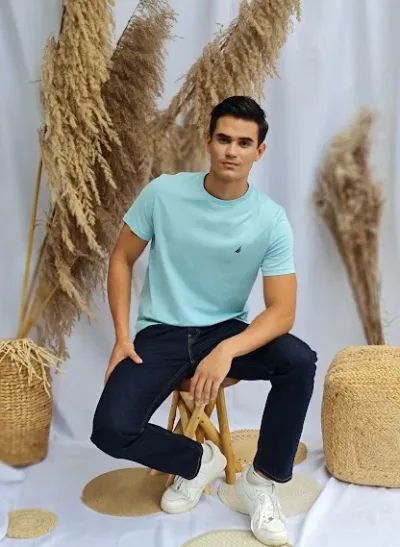 Camiseta Naútica para caballero color celeste