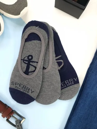 Set 3 pares de medias Sperry para caballero gris y azul