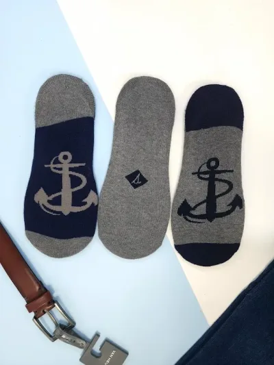 Set 3 pares de medias Sperry para caballero gris y azul