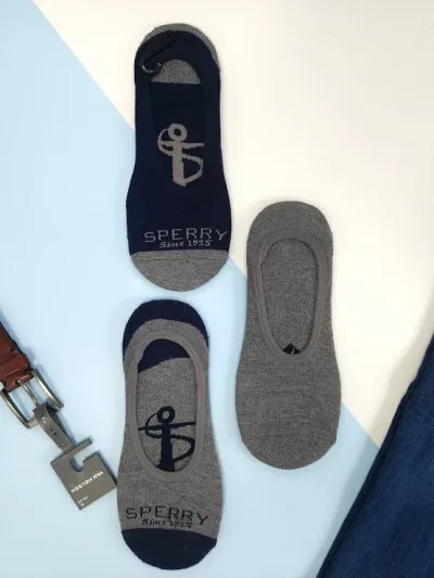 Set 3 pares de medias Sperry para caballero gris y azul