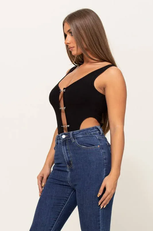 Body de corte alto para dama color negro 065