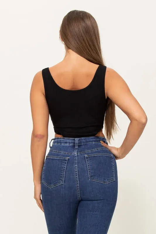 Body de corte alto para dama color negro 065