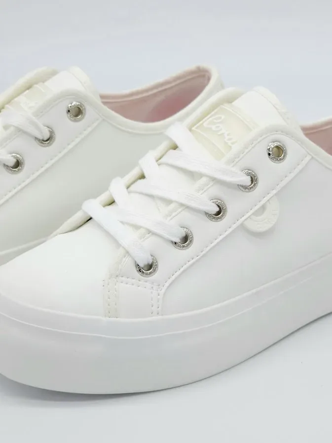 Tenis Coral para dama Puchi  White Pu color blanco