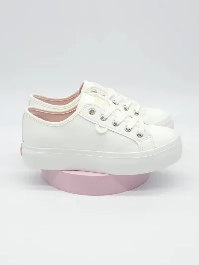Tenis Coral para dama Puchi  White Pu color blanco