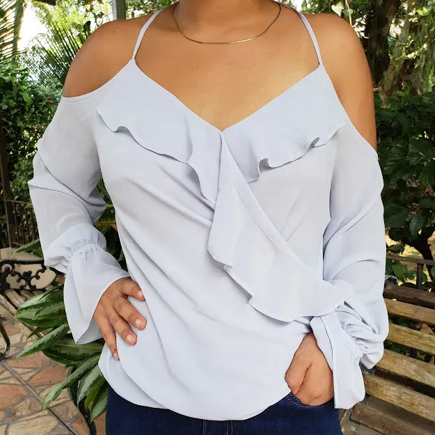 Blusa Naked Zebra para dama color celeste