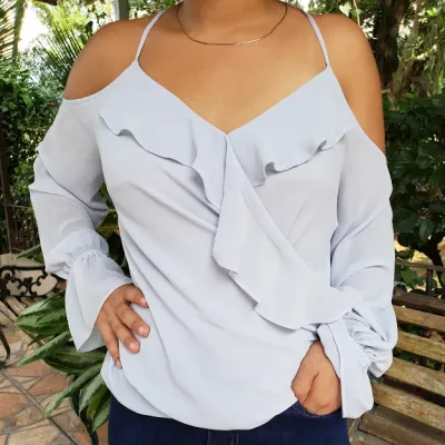 Blusa Naked Zebra para dama color celeste