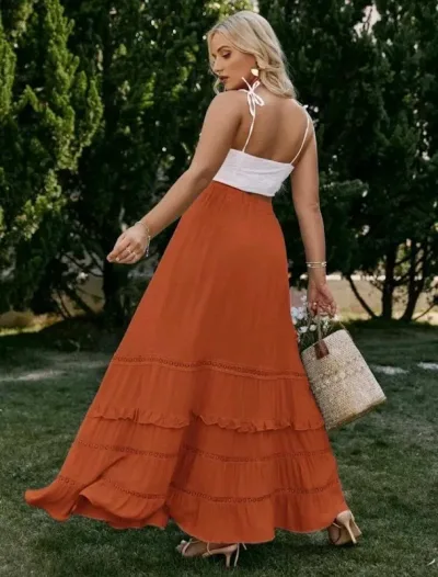 Falda para dama color naranja