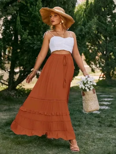 Falda para dama color naranja
