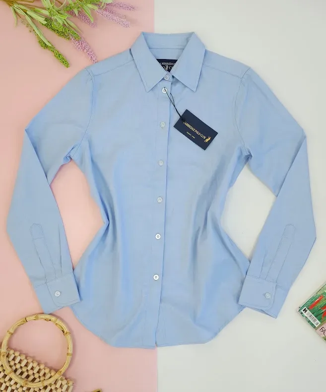 Camisa manga larga Cambridge Polo Club para dama, color Celeste