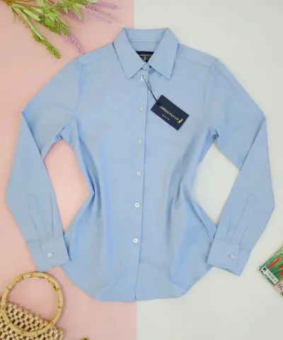 Camisa manga larga Cambridge Polo Club para dama, color Celeste