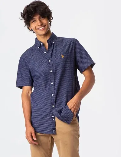 Camisa US Polo ASSN para caballero color azul