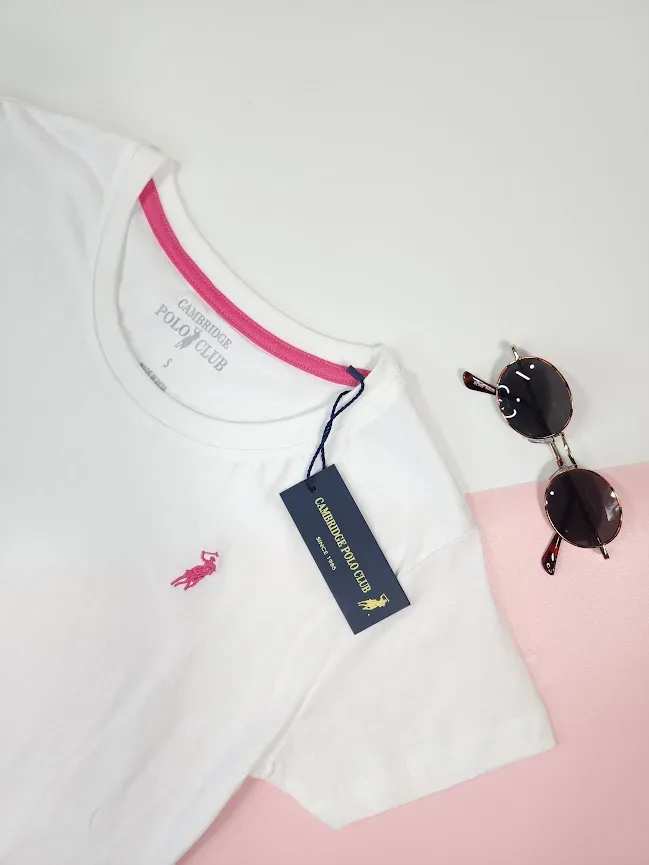 Camiseta Polo cambrige para dama color blanco