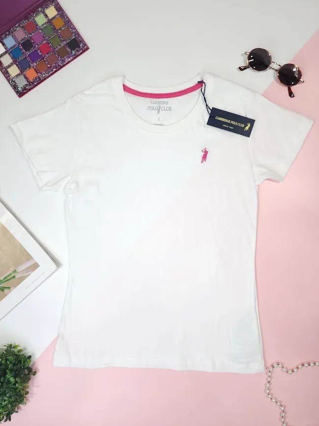 Camiseta Polo cambrige para dama color blanco