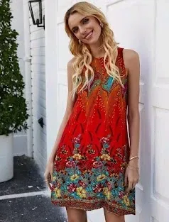 Vestido para dama color rojo con estampado floral