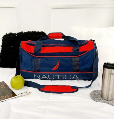 Bolso Nautica unisex color azul y rojo