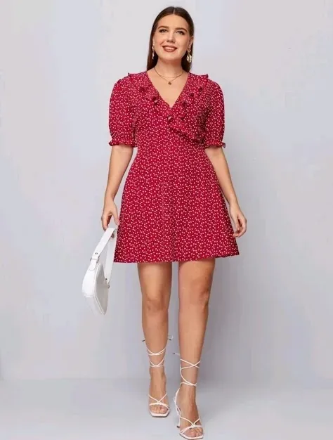 Vestido para dama color rojo diseño floral