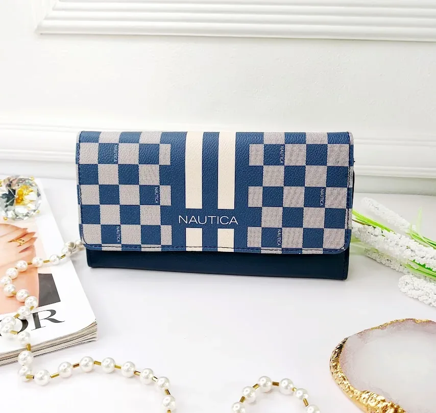 Cartera Naútica para dama color azul, celeste y blanco