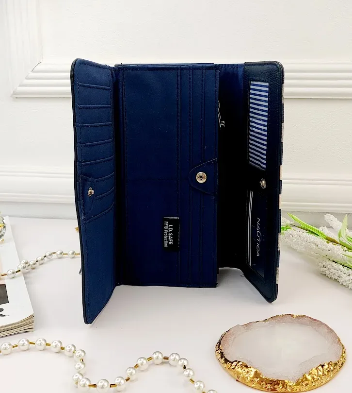 Cartera Naútica para dama color azul, celeste y blanco