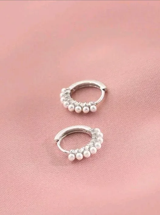 Argollas de acero inoxidable para dama color plateado