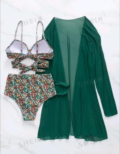 Conjunto de vestido de baño para dama color verde