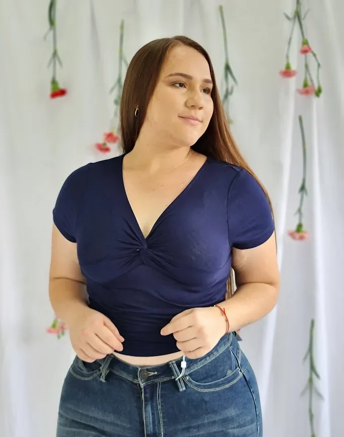 Blusa Ambiance para dama color azul