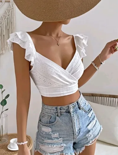 Top crop para dama color blanco