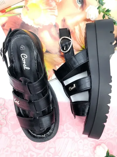 Sandalias Coral para dama Helga Black Pu