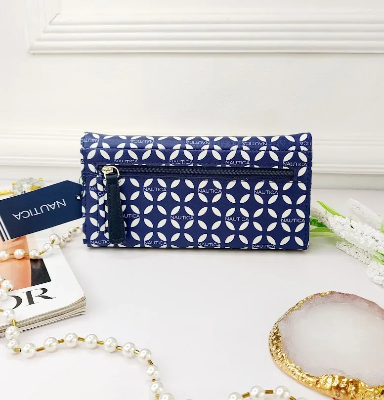 Cartera Naútica para dama color azul y blanco