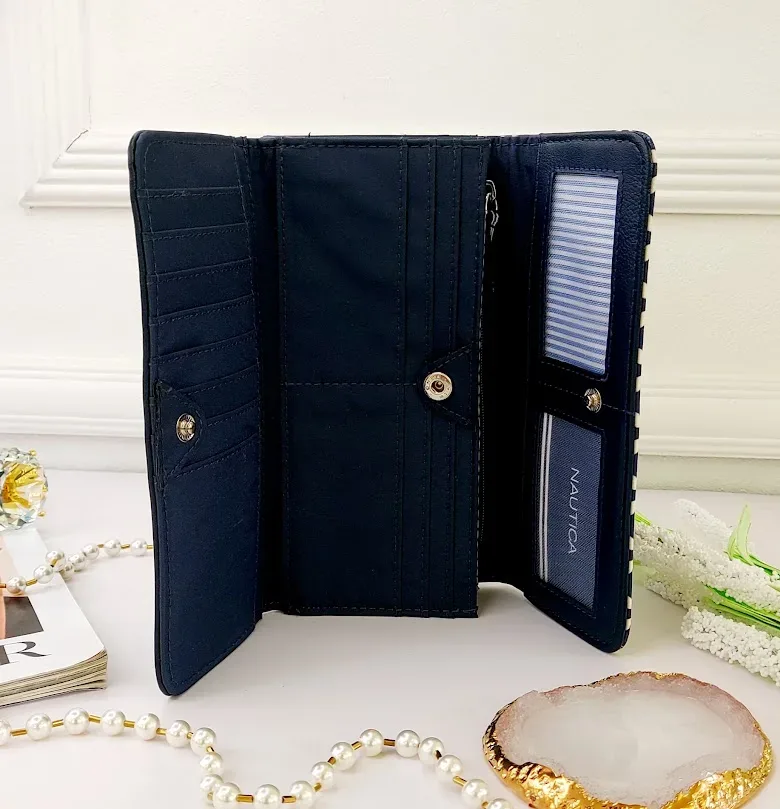 Cartera Naútica para dama color azul y blanco