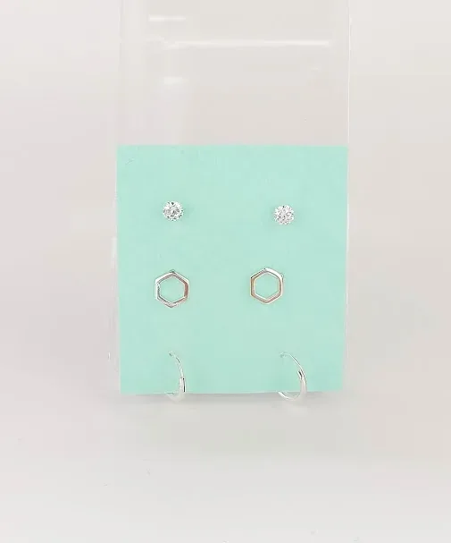 Tres pares de aretes para dama plata 925