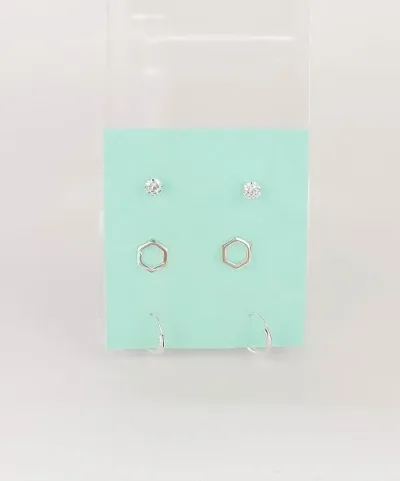 Tres pares de aretes para dama plata 925