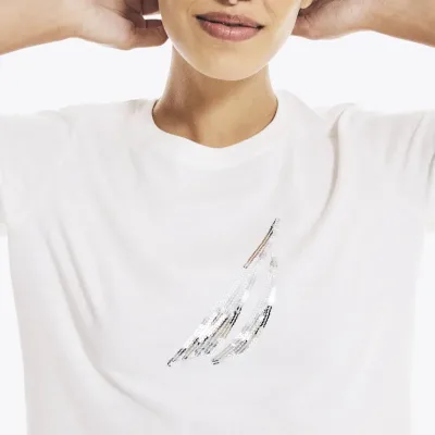 Camiseta Nautica para dama color blanco hueso