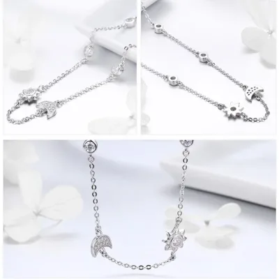 Collar de plata 925 para dama diseño luna y sol