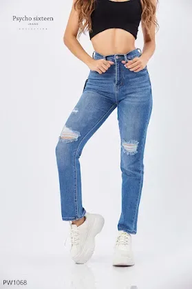 Jeans Psycho Sixteen Mica Slim PW1068 para dama color azul