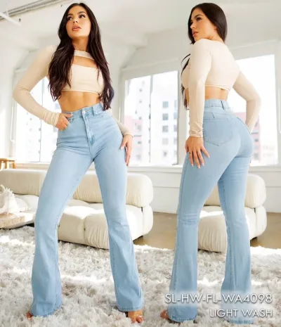 Jeans bootcut para dama color celeste claro SL-HW/FL-WA4098