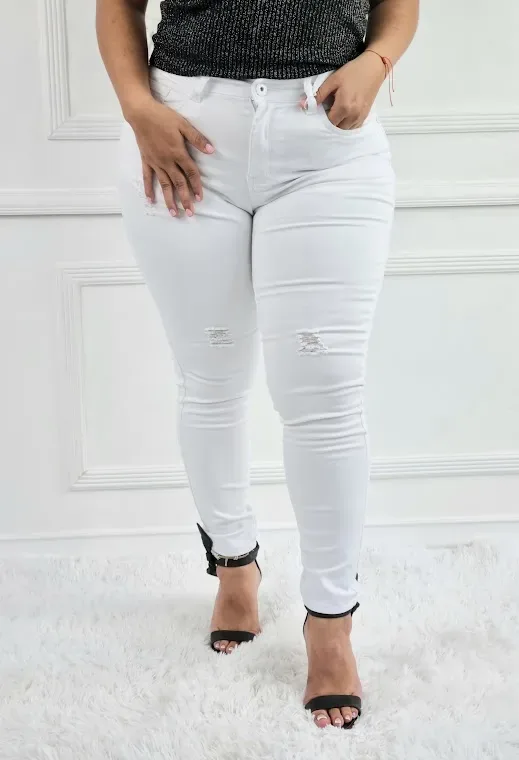 Jeans Café Siete para dama color blanco 72-10656M