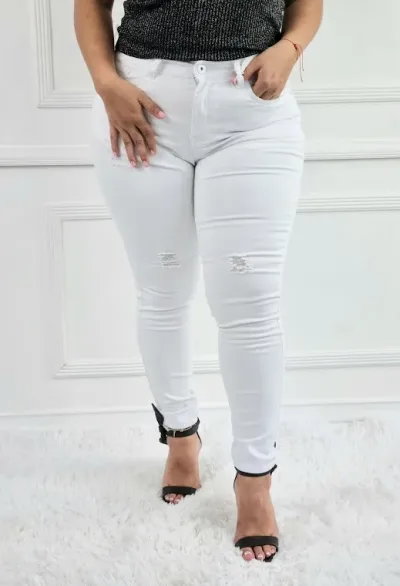 Jeans Café Siete para dama color blanco 72-10656M
