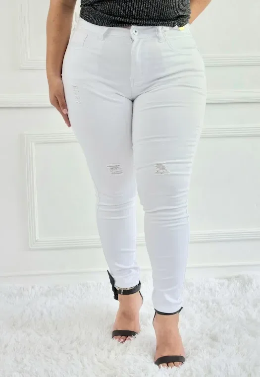 Jeans Café Siete para dama color blanco 72-10656M