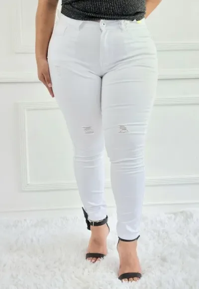 Jeans Café Siete para dama color blanco 72-10656M
