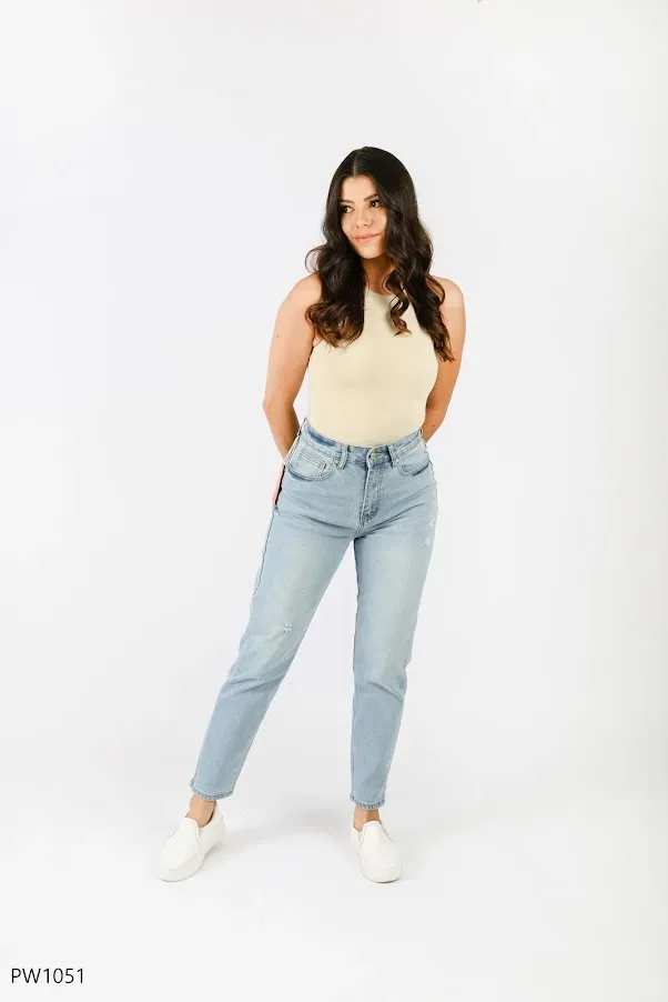Jeans PSYCHO SIXTEEN para dama high rise, Mom fit ankle PW1051