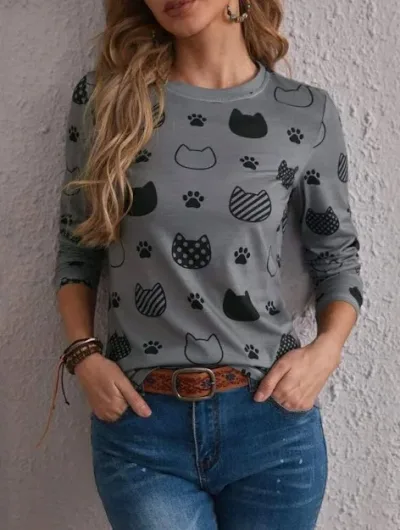 Blusa para dama manga larga color gris