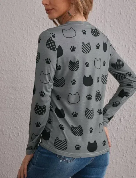 Blusa para dama manga larga color gris