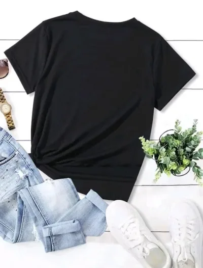 Camiseta para dama color negro con diseño de gato