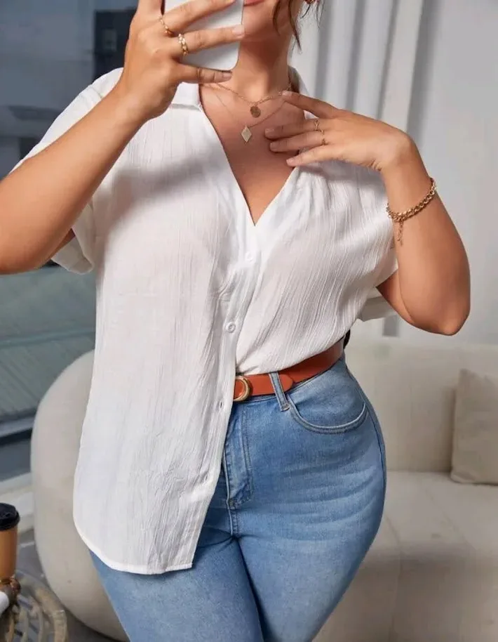 Blusa para dama Plus color blanco